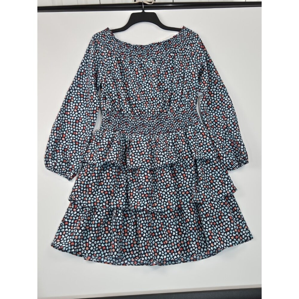 Michael Kors Women's Dress Size L Floral Off Shoulder Smocked Tiered Ruffle (63) - Picture 6 of 13